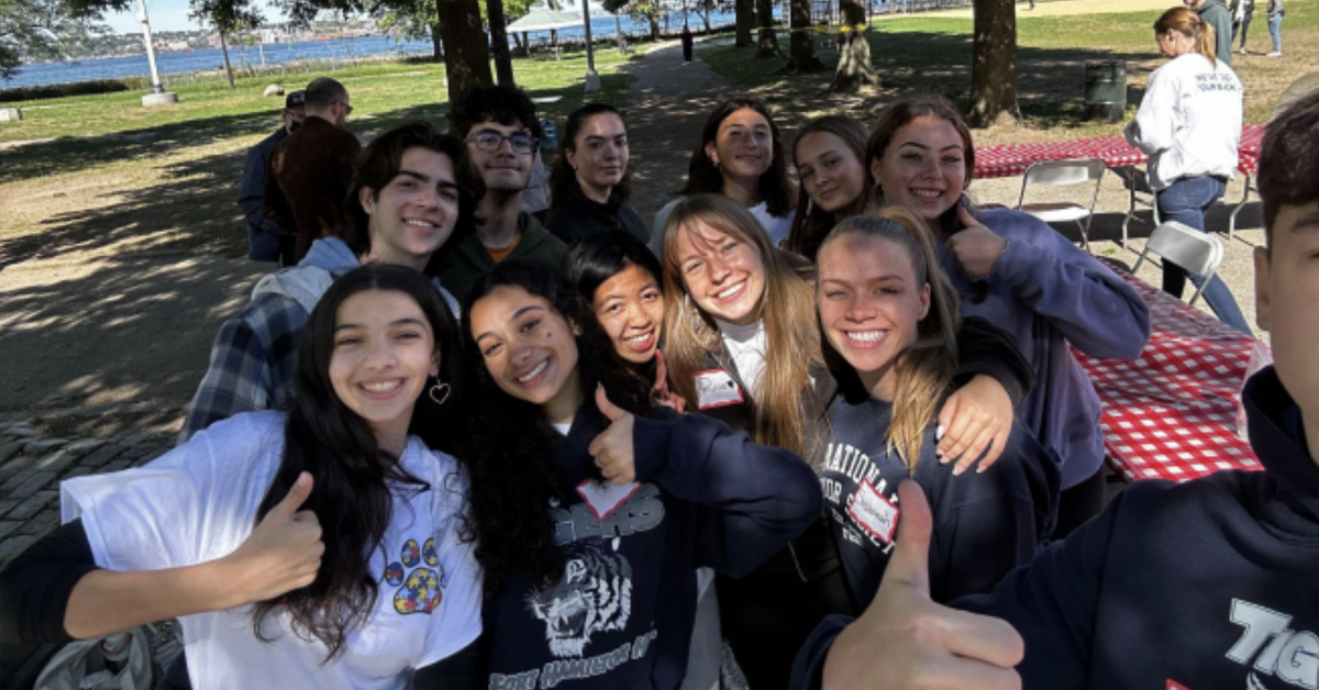 Volunteers from Fort Hamilton's Community is Key Club snap a selfie. Photo by Samuel Sergeyev.